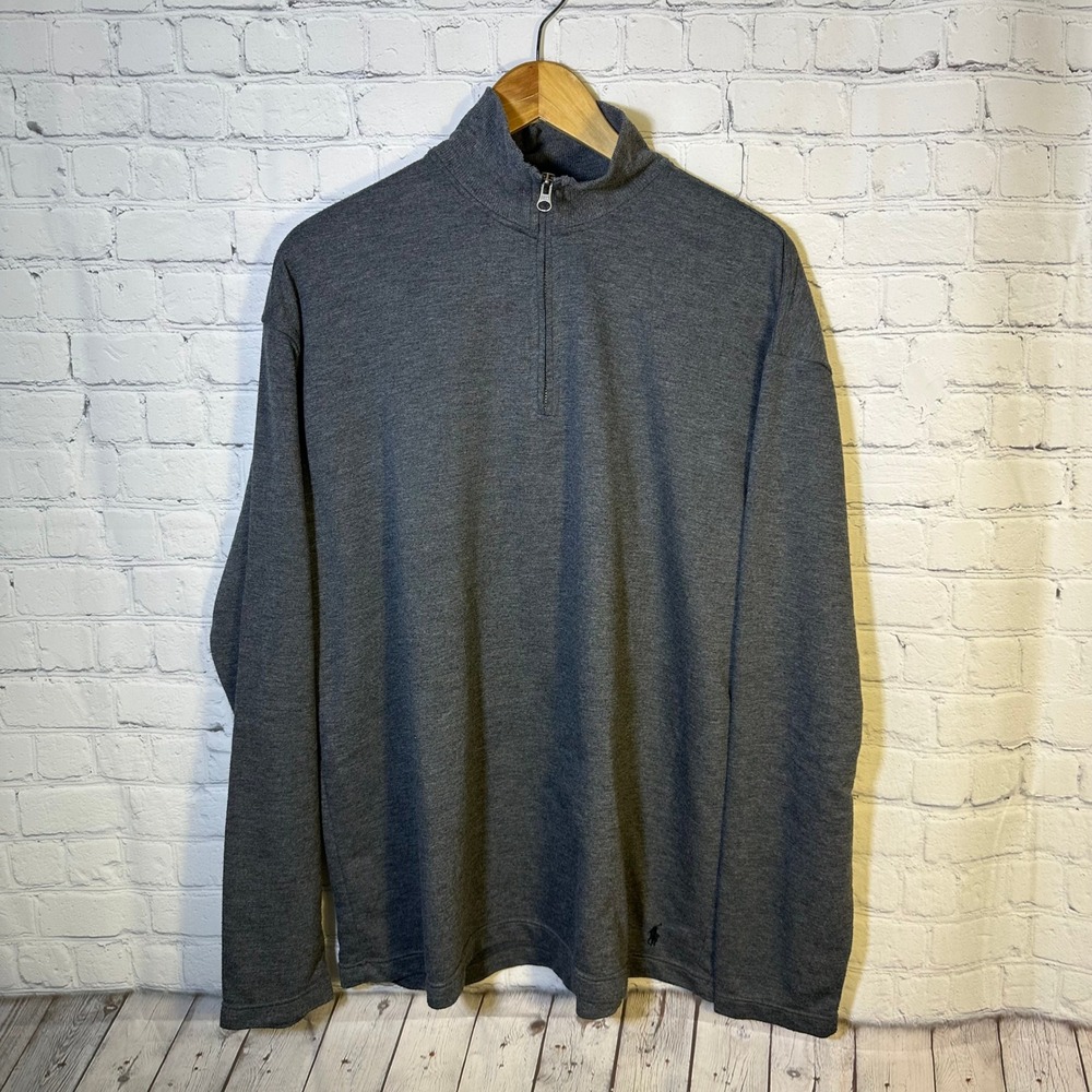 Polo Ralph Lauren Mens Large Gray Quarter Zip‎ Pullover Performance Mock Neck L